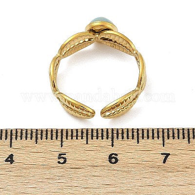 Кольца-манжеты из нержавеющей стали 316 с натуральными смешанными драгоценными камнями RJEW-Z098-01G-04-1