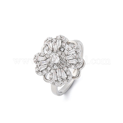 Латунные кольца-манжеты с микропаве из кубического циркония RJEW-Q010-01P-1