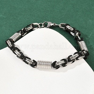 Браслеты-цепочки византийского образца из нержавеющей стали 201 для мужчин и женщин BJEW-B143-10EBP-1