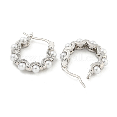 Серьга-кольцо из латуни с микропаве EJEW-C102-34P-1