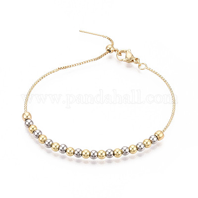 Регулируемые браслеты-слайдеры из латунных бусин для женщин BJEW-T022-17G-1