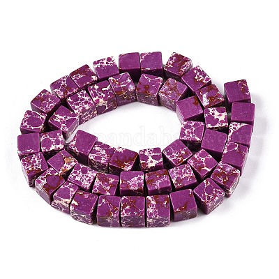 Brins de perles de jaspe impérial synthétique teint&nbsp;G-T139-8x8-38A-1