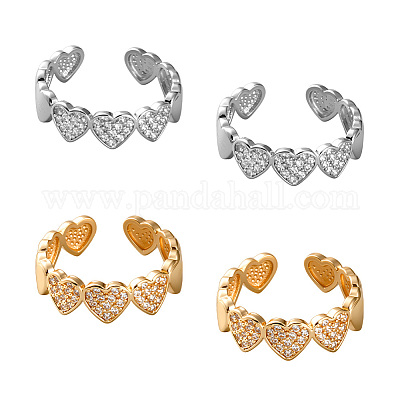 4 шт. 2 цвета латуни со стразами регулируемые открытые манжеты для женщин RJEW-HY0001-03-1