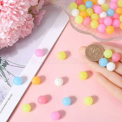 70шт 7-х цветные светящиеся силиконовые бусины SIL-SC0001-62-1