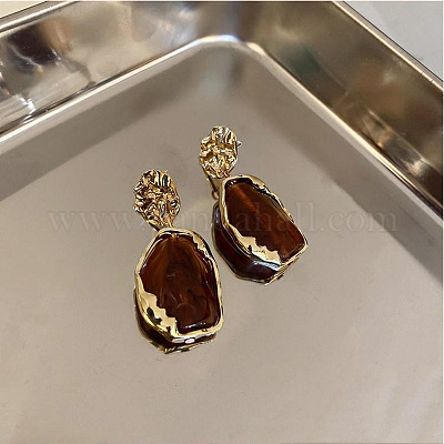 Овальные с плоским круглым подвесные серьги-гвоздики из сплава смолы FS-WGEC5E2-02-1