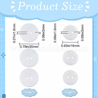 52 шт. 2 стильных пуговиц из ракушки с тремя отверстиями SHEL-GF0001-02-1
