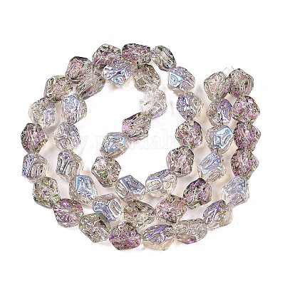 Chapelets de perles en verre électroplaqué&nbsp;EGLA-N012-08Q-1