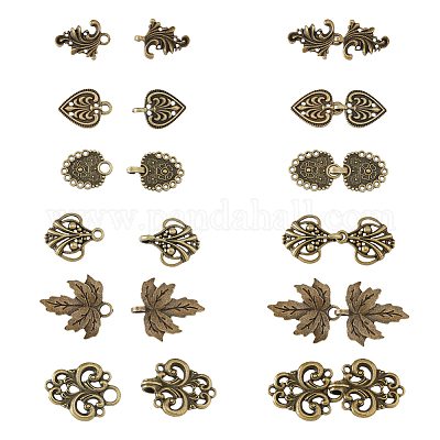 12 комплект из 6-х видов кнопок-крючков из цинкового сплава в тибетском стиле FIND-FH0009-29-1