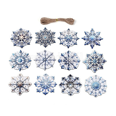 12 шт. Рождественские подвесные украшения из дерева с односторонним УФ-отпечатком WOOD-N020-22-1