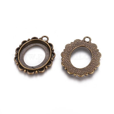 Тибетский стиль сплава открытой спиной подвесные Кабошоны сеттинги EA416Y-AB-1