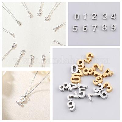 UNICRAFTALE 10pcs Number 0~9 Charm Golden Metal Pendants Stainless Steel Charms Lucky Numbers Smooth Charms 1.8mm Hole Dangle