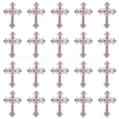20 шт. крестообразные посеребренные кабошоны из цинкового сплава MRMJ-HY0001-31-1