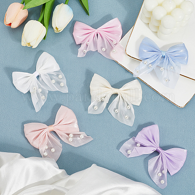 28 шт. 7-цветный полиэстер и смоляные жемчужины бантовые украшения аксессуары DIY-SP0004-77-1