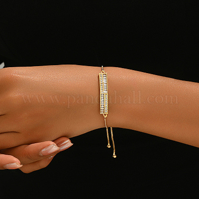 Браслеты-слайдеры с прозрачным кубическим цирконием из латуни с микропаве ZW5320-1