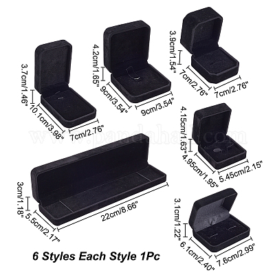 6 шт. 6 стиля бархатные подарочные коробки для хранения ювелирных изделий для сережек CON-PH0003-18-1