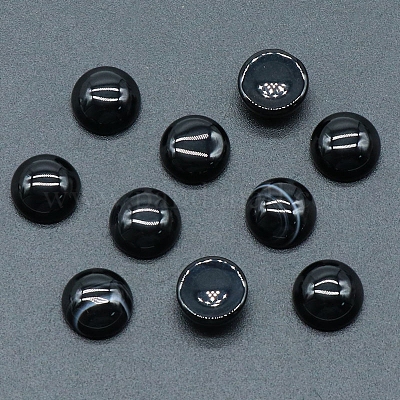 Кабошоны из натурального окрашенного и нагретого черного агата PW-WG51238-12-1