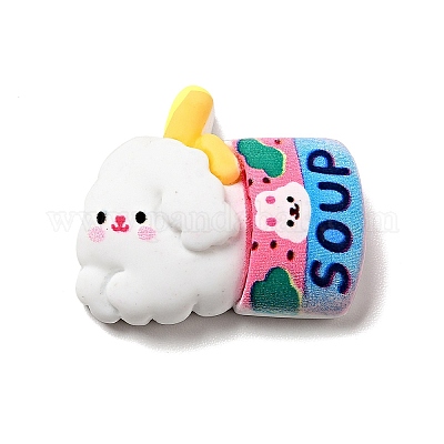 Кабошоны из непрозрачной смолы с милым кроликом и декодированием RESI-B012-03D-1