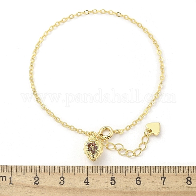 Браслеты с подвесками из латуни с микропаве из кубического циркония для женщин BJEW-C083-11G-1