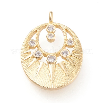 Латунные микропаве прозрачные подвески с фианитом ZIRC-L097-014G-1