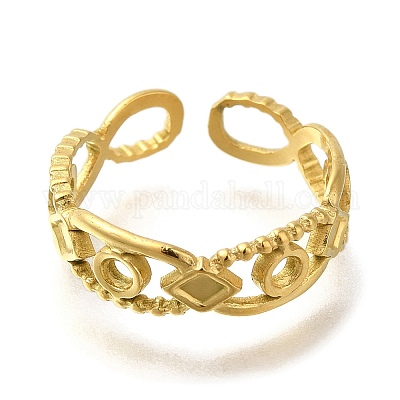 Ионное покрытие (ip) 304 нержавеющая сталь открытые манжетные кольца компоненты RJEW-U017-04G-1