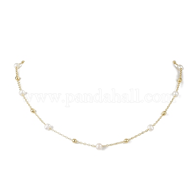 Колье из натурального культивированного пресноводного жемчуга с бисером NJEW-JN04752-1