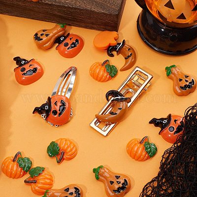 40 шт. 4 стиля кабошоны из непрозрачной смолы на тему Хэллоуина RESI-GF0001-09-1