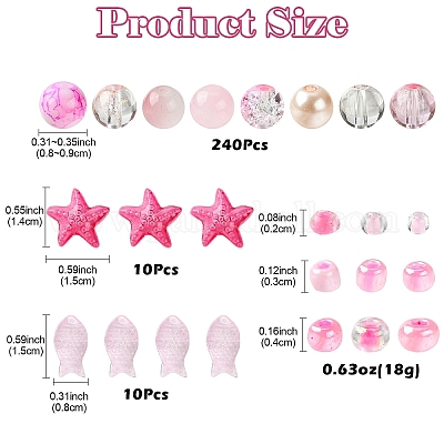 Наборы стеклянных бусин розового цвета в смешанных стилях DIY-YW0009-59-1