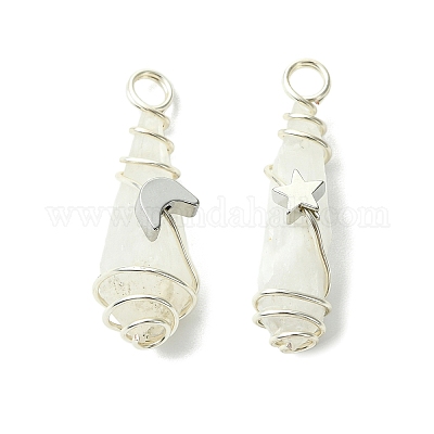 2 шт. подвески из натурального кварцевого кристалла с гальваническим покрытием PALLOY-JF03163-02-1