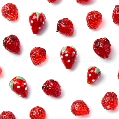 25 шт. 6 стиля бусины ручной работы в виде клубники в технике лэмпворк 3D LAMP-FS0001-19-1