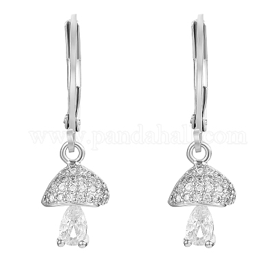 Прозрачные серьги с фианитами и грибами EJEW-SW00011-25-1