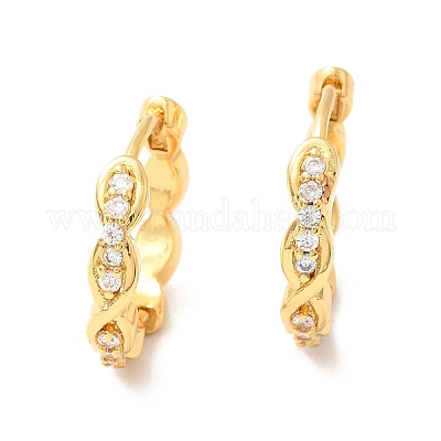 Овальные серьги-кольца из прозрачного циркония EJEW-P199-06G-1