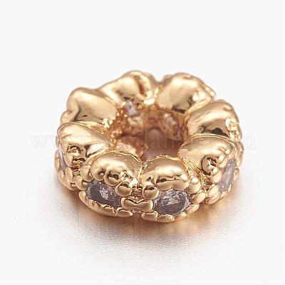 Латунные микро проложить кубического циркония бусы ZIRC-E117-48G-1