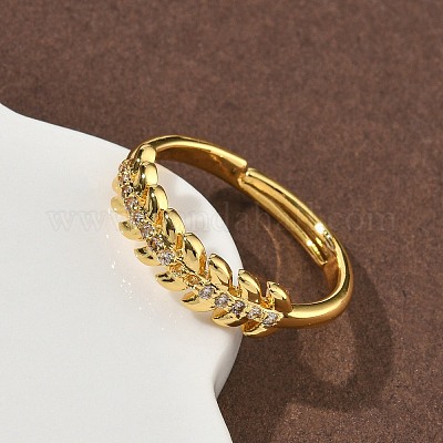Латунные микро проложить пальцев кольца кубического циркония RJEW-H258-18G-1