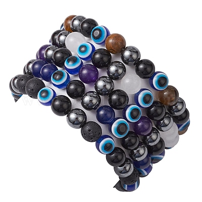 Браслеты из круглых бусин из драгоценных камней BJEW-JB11005-1