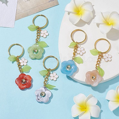 Брелок с подвеской в виде цветка из акрила с имитацией драгоценного камня KEYC-JKC00692-1