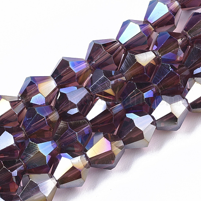 Стеклянные бусины с гальваническим покрытием  EGLA-Q118-8mm-B20-1