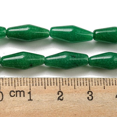 天然白翡翠（染色）ビーズ連売り 双円錐形 グリーン 14~15x6mm 穴：1mm
