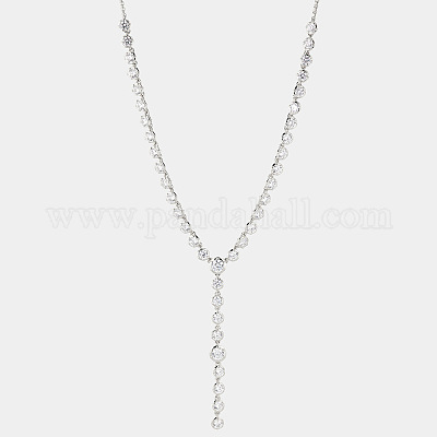 Плоские круглые латунные микропаве прозрачные кубические цирконии теннисные ожерелья y для женщин FS-WG3C55D-02-1