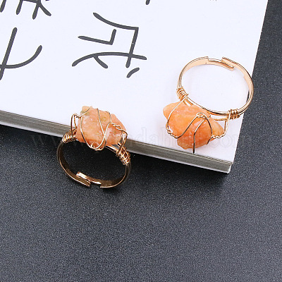 Кольца-манжеты из сплава с проволочной обмоткой из натурального солнечного камня FS-WGA7830-10-1