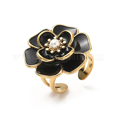 Кольца-манжеты с цветком из нержавеющей стали 304 RJEW-A086-03G-1