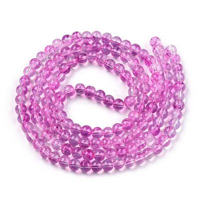 Chapelet de perles en verre baking paint&nbsp;DGLA-Q023-6mm-DB55-01-1