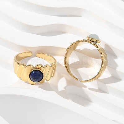 Круглые натуральные смешанные кольца из камня RJEW-C119-06G-1