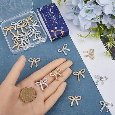 24шт 2 цвета подвески из сплава со стразами ALRI-SC0001-46-1