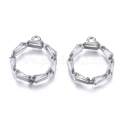 Подвески из прозрачного фианита с инкрустацией из латуни ZIRC-S069-016P-1