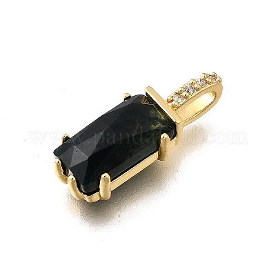 Подвески из натурального индийского агата с огранкой в форме прямоугольника KK-F899-03A-G-1