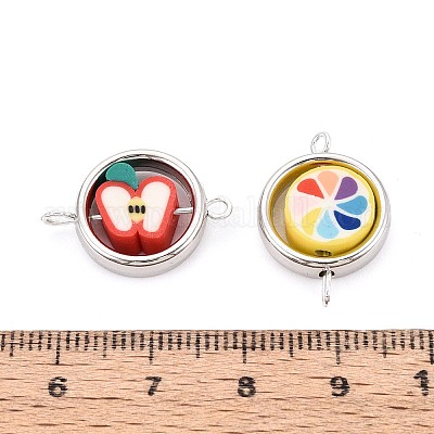 Бусины из полимерной глины с фруктовыми фигурками и пластиковыми кольцами-соединителями CBC CLAY-T022-34M-1