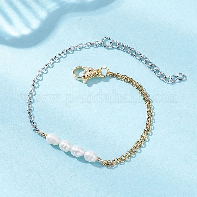 Браслеты из натурального культивированного пресноводного жемчуга BJEW-JB12865-1