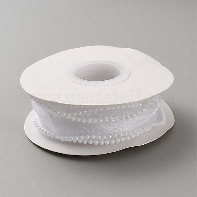 Лента из органзы длиной 5 м с пластиковыми жемчужными бусинами. OCOR-WH0091-58F-1