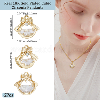 6 шт. Латунные подвески с микропаве KK-BBC0020-48-1