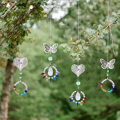 Suncatcher – pendentif papillon suspendu en cristal, couleur